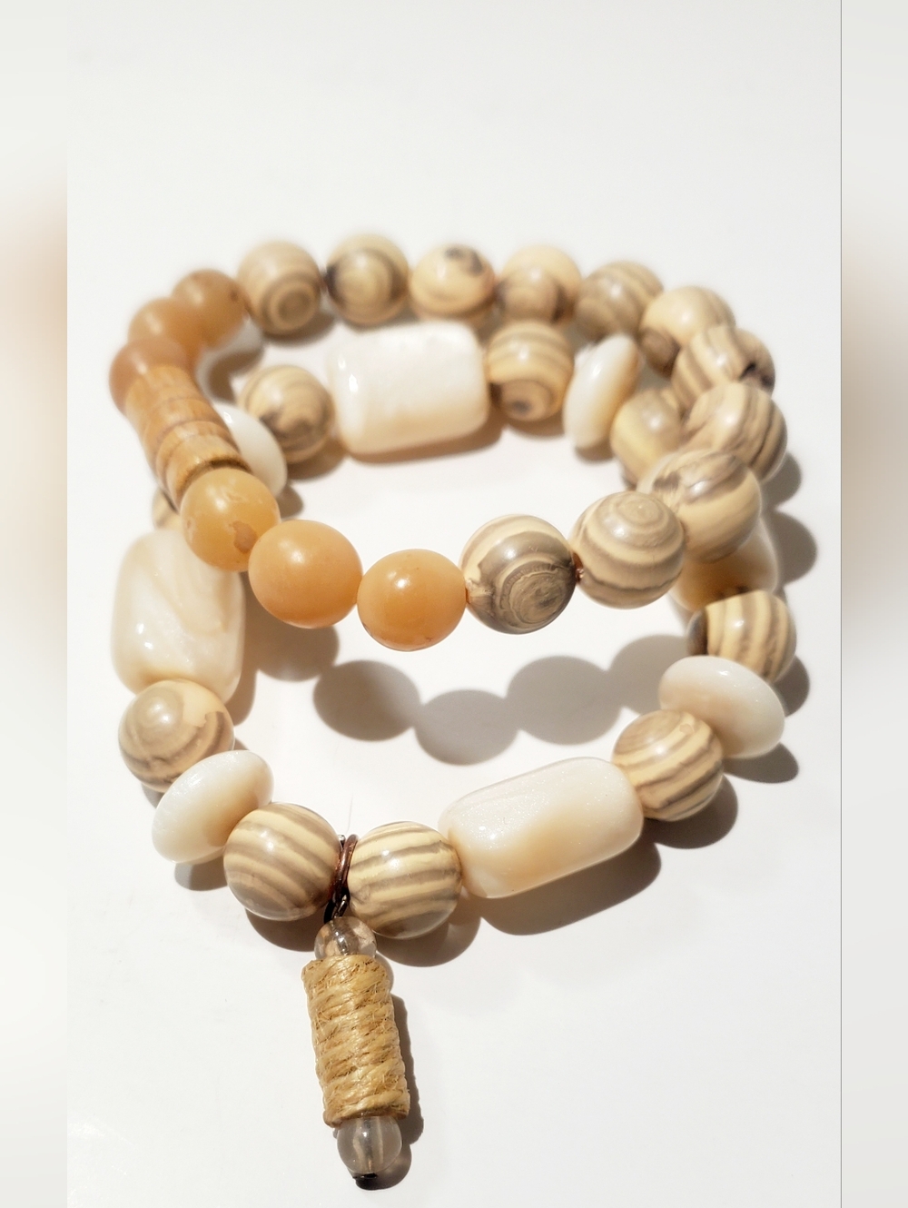 Neutral Beaded Women's Bracelet - Cream and Tan